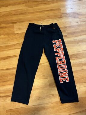 Champion Black Sweatpants with Orange & White Pepperdine Logo